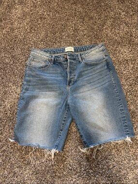 DRIFTWOOD Light Blue Frayed-Hem Denim Bermudas